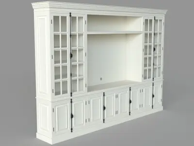 French Casement Media System Distressed White 3D model