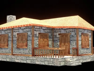 medieval house low poly village town residential game ready 11 Low-poly 3D model