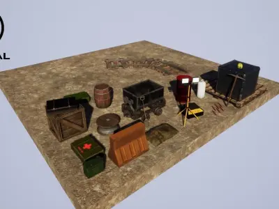Mine Assets Pack Low-poly 3D model