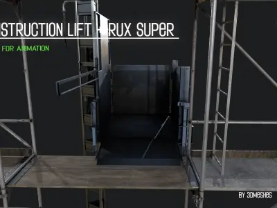  Construction Lift and RUX Super  Low-poly 3D model
