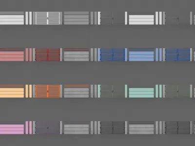 PBR Gate and Wall 4 Low-poly 3D model