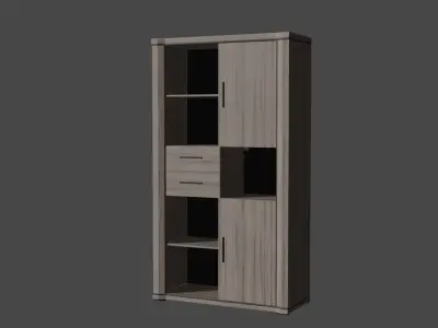 Furniture wardrobe with doors and drawers Free low-poly 3D model
