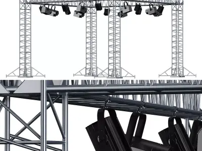 Soft theater farm with lighting equipment Low-poly 3D model