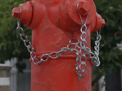 Hydrant fire with chains 3D model