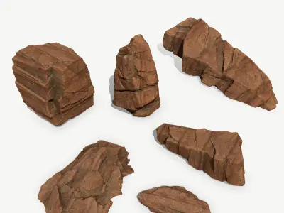 Sandstone Set rock Low-poly 3D model