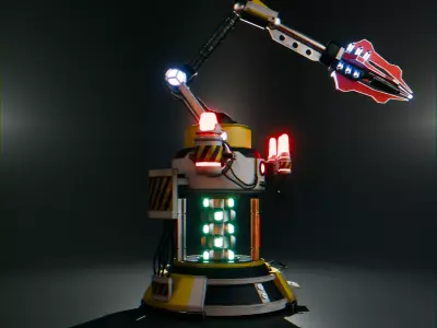 Stationary Teleport Gun - Retro-Sci-Fi Low-poly 3D model