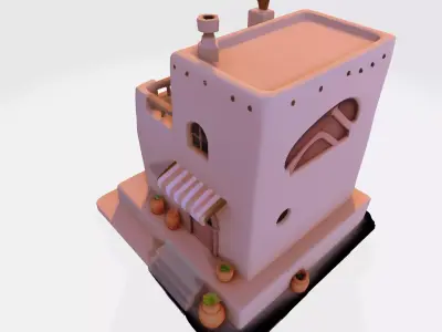 Desert Oasis Home 3D Model  3D print model