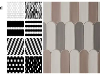 Elongated Fishscale Tile in Straight Set Texture