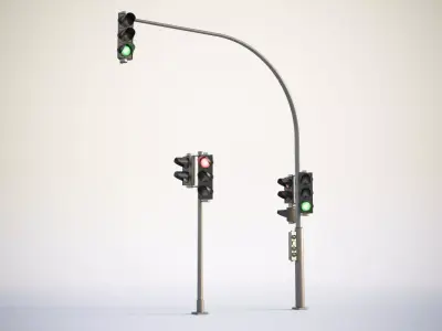 Traffic lights set for pedestrian and vehicles 3D model