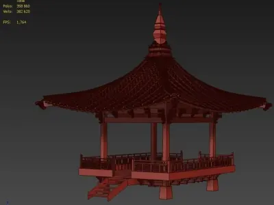 Korean style gazebo 3D model