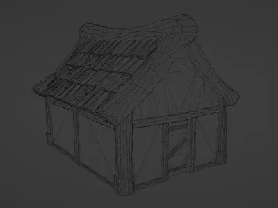 Stylized Wooden House Free low-poly 3D model