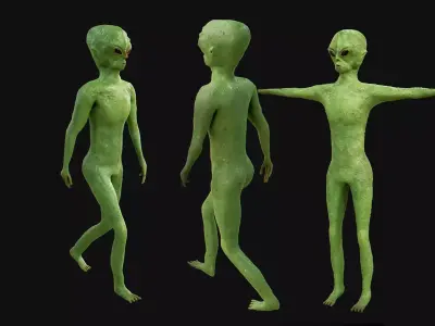 Alien Rigged and Animated Low-poly 3D model