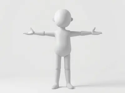Simple Blank Base Model Rigged and Animated Low-poly 3D model
