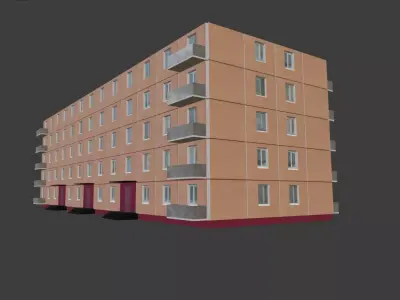 Building 5 Floors Low-poly 3D model