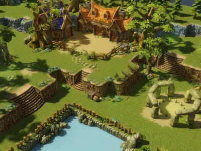 Fantasy Level Set - Low Poly Hand Painted Low-poly 3D model