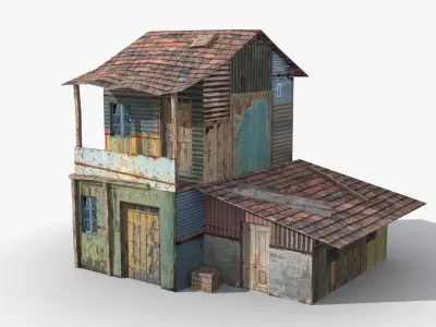 Slum x3 Low-poly 3D model