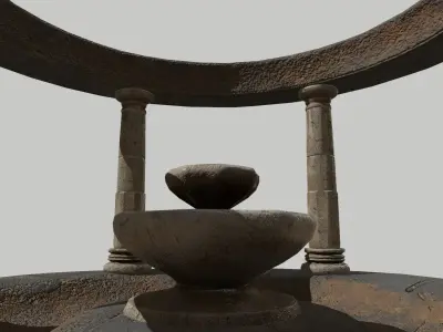 Altar Set stone fountain Low-poly 3D model
