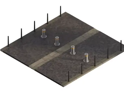 Road with bollards 3D model