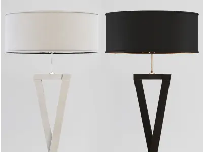 Floor Lamp Black And White Wood 3D model