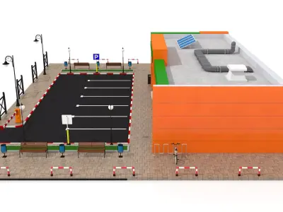 Supermarket Retail Store Low-poly 3D model