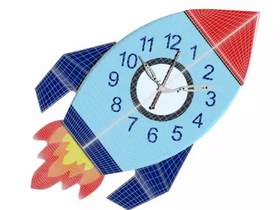 3D Rocket Wall Clock 3D model