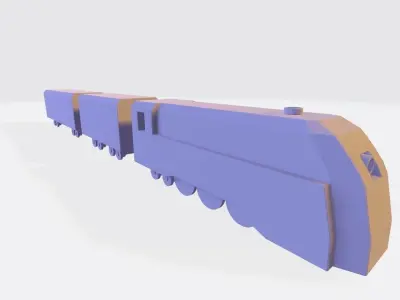 Streamlined Wooden Train with Steam Locomotive - Toy 3D model