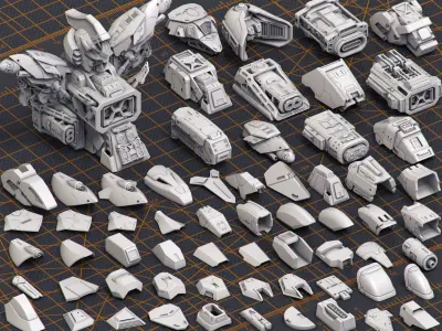 Mech Warrior Hard Surface Kitbash 1 of 20 3D model