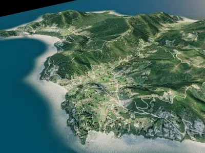 Skiathos island full 3d model terrain Low-poly 3D model