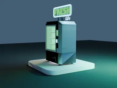3D stylized vending machine with a sleek and modern design Low-poly 3D model
