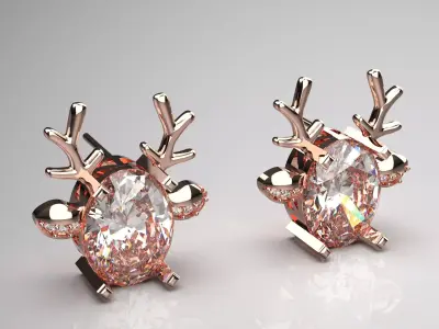 Deer-shaped jewelry earrings je0097 3D print model
