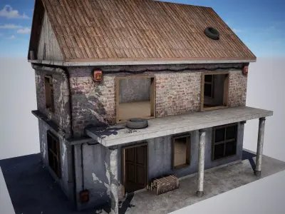 Old Old Building House for Game Low-poly 3D model