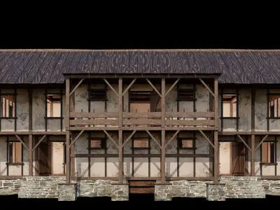 Medieval Houses 10 - 4K Textures Game Ready Low-poly 3D model