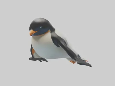 Penguin sliding on belly model Low-poly 3D model