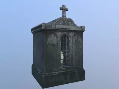 Mausoleum with a pot Low-poly 3D model