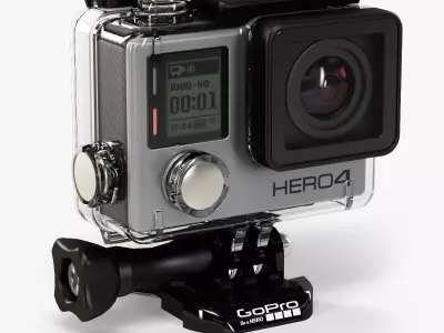 GoPro HERO4 Silver Edition action camera with Waterproof Housing Low-poly 3D model
