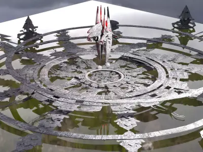 Kingdom of the Trench Vast sci fi plane Low-poly 3D model