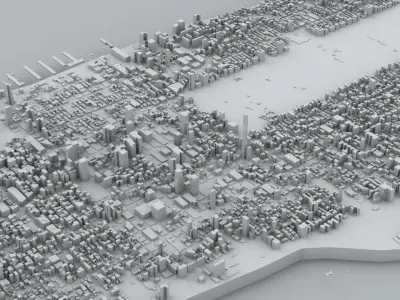 Manhattan Island New York City Streets Buildings Road Networks 3D model