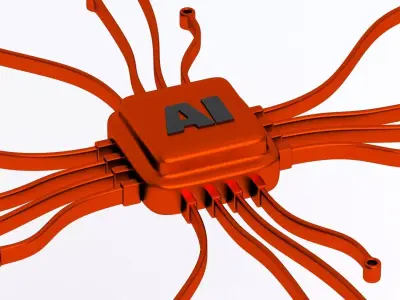 ai chip Symbol Red 3D model
