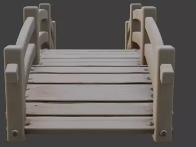 Cartoony Pixar Style Garden Bridge 3D model