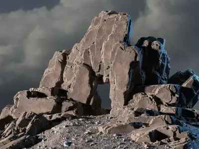 Blocky cliff Low-poly 3D model