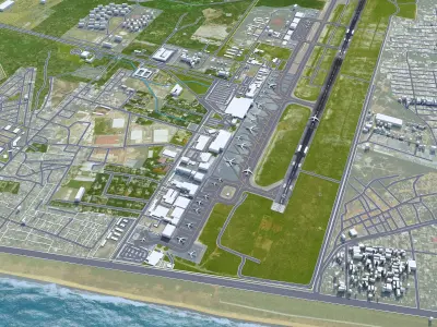 Felix Houphouet Boigny International Airport 10km Low-poly 3D model