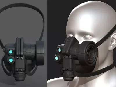 Gas mask respirator scifi futuristic 3d model  Low-poly 3D model