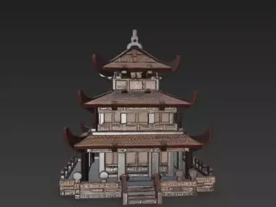 Ancient Chinese Architecture - Intricate Layered Pagoda  3D model