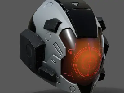 Helmet space cyborg robot military fantasy futuristic  Low-poly 3D model