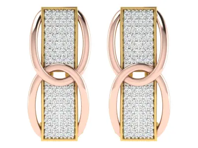 Yellow gold diamond  earring-EZ BI-73 3D print model