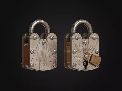 Padlock PBR Low-poly 3D model Low-poly 3D model
