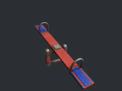Playground Seesaw - Red Low-poly 3D model