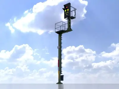 KS-Railway Signal Post 7000mm Version-1 Low-poly 3D model