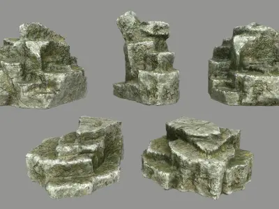 Rock Set Low-poly 3D model 35