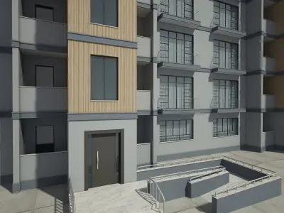 Apartment Building With Interior 3D model